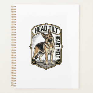 German Shepherd Shirt Vintage Engraving Head Tilt Planner