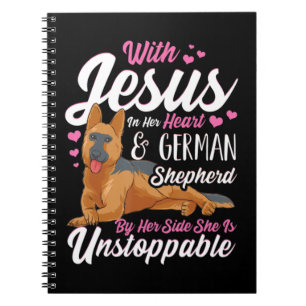 German Shepherd Shirts For Women With Jesus In Her Notebook