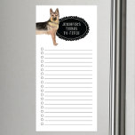 German Shepherd Shopping List  Magnetic Notepad<br><div class="desc">Adorable things to fetch German Shepherd dog with a black chalkboard frame personalised with your name.</div>