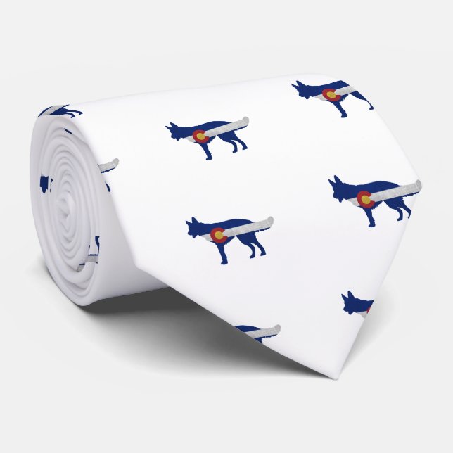 German Shepherd Silhouette Colorado Flag Tie (Rolled)