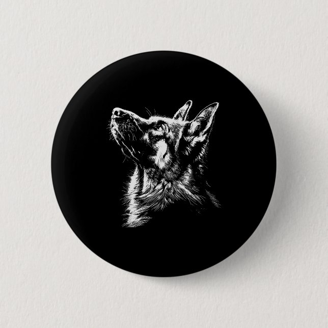 German Shepherd Silhouette Graphic German Shepherd 6 Cm Round Badge (Front)