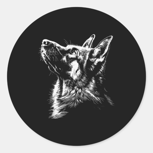 German Shepherd Silhouette Graphic German Shepherd Classic Round Sticker (Front)