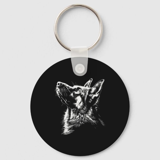 German Shepherd Silhouette Graphic German Shepherd Key Ring (Front)