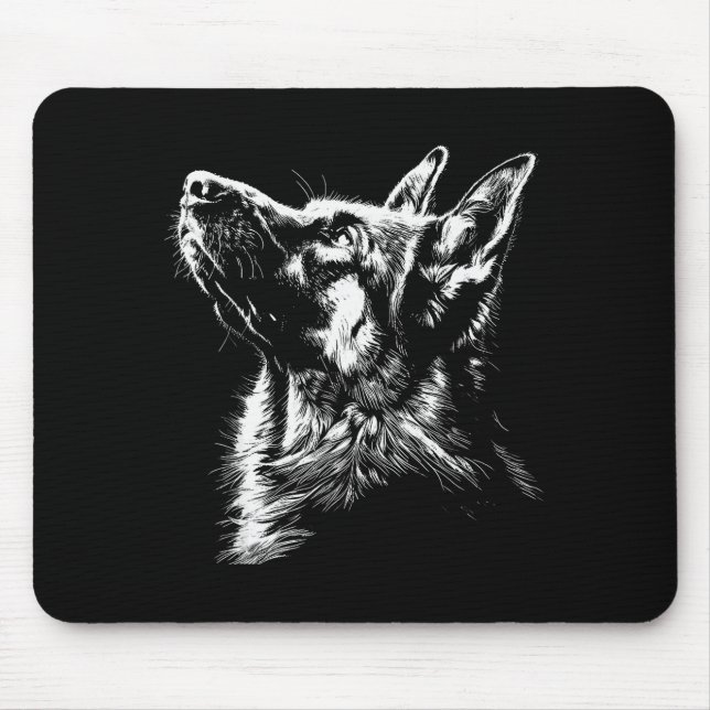 German Shepherd Silhouette Graphic German Shepherd Mouse Mat (Front)