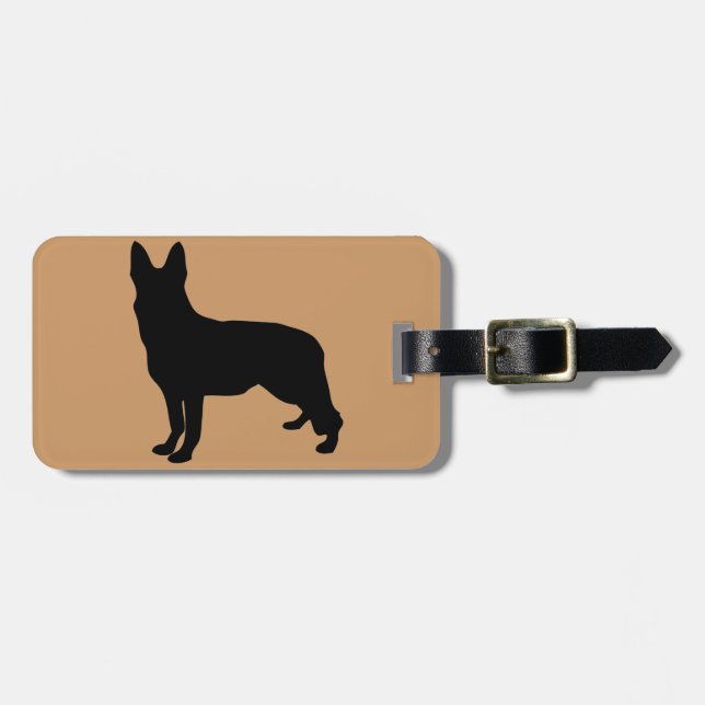 German Shepherd Silhouette Luggage Tag (Front Horizontal)