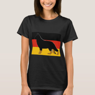 german shepherd silhouette on flag bicolor T-Shirt