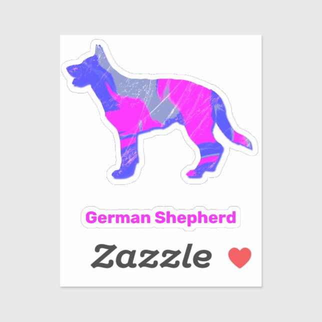 German Shepherd Silhouette Pink&Blue Sticker (Sheet)