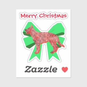 German Shepherd Silhouette Red&Green Bow Christmas