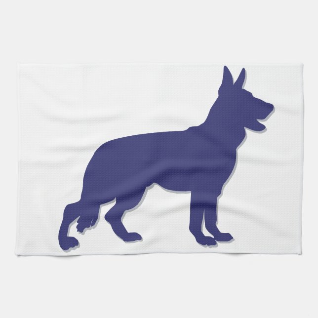 German Shepherd Silhouette Tea Towel (Horizontal)