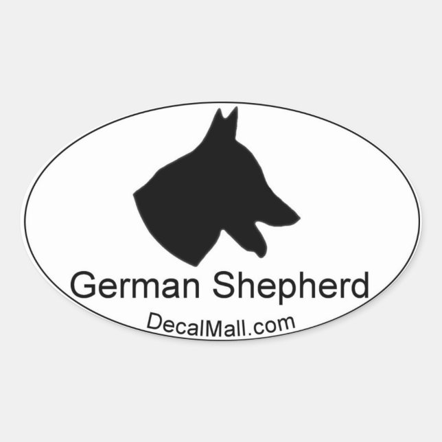 German Shepherd Silhouette Window Decal Oval Sticker (Front)