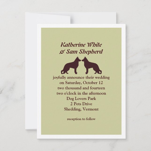 German Shepherd Silhouettes Wedding Invitation (Front)