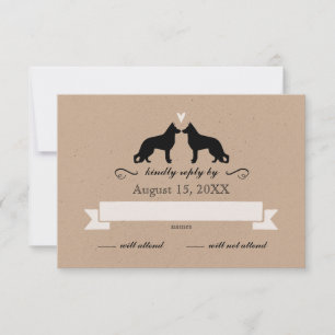 German Shepherd Silhouettes Wedding RSVP Reply Card