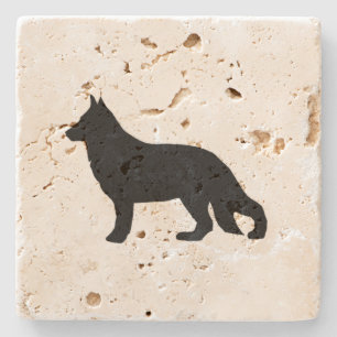german shepherd silo black stone coaster