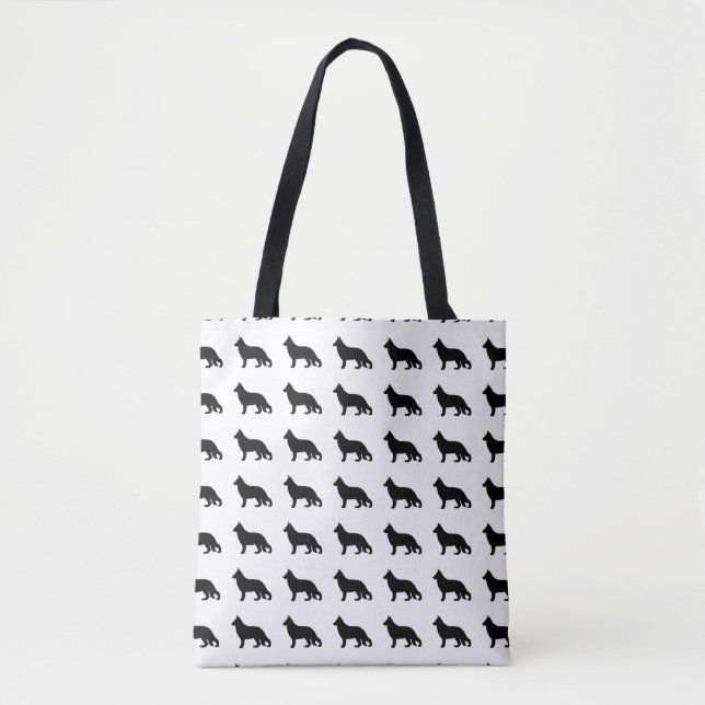 german shepherd silo black tote bag (Front)