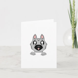 German Shepherd Silver and Black Peeking Cartoon Card