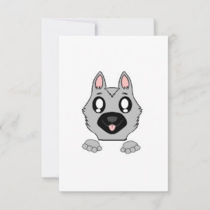German Shepherd Silver and Black Peeking Cartoon Thank You Card