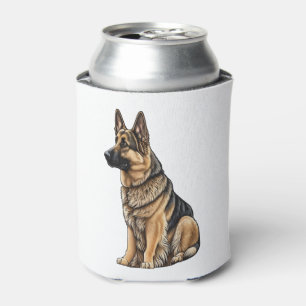 German Shepherd Sitting  Can Cooler