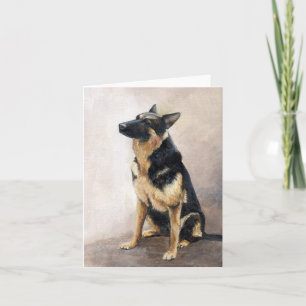 German Shepherd Sitting Dog Art Note Card
