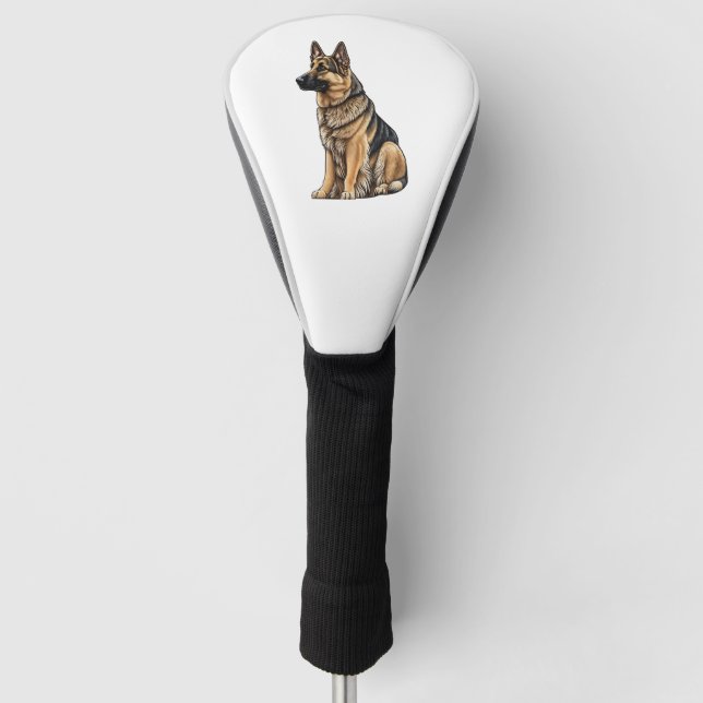 German Shepherd Sitting  Golf Head Cover (Front)