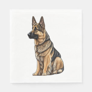 German Shepherd Sitting  Napkin