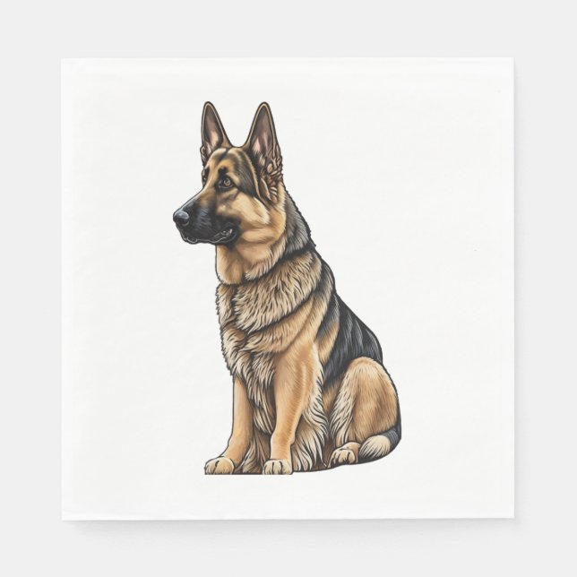 German Shepherd Sitting  Napkin (Front)