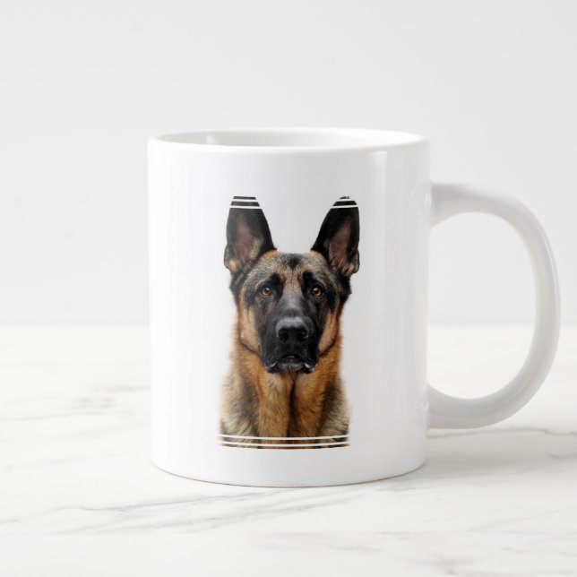 German Shepherd Sitting Up Large Coffee Mug (Right)
