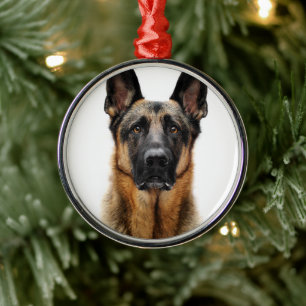 German Shepherd Sitting Up Metal Tree Decoration