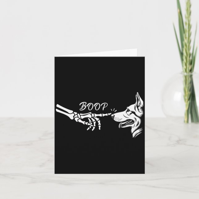 German Shepherd Skeleton Hand Boop Halloween Pet W Card (Front)
