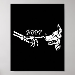 German Shepherd Skeleton Hand Boop Halloween Pet W Poster