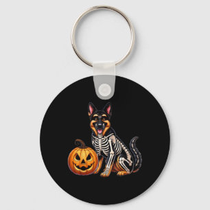 German Shepherd Skeleton Jack O Lantern Funny Dog Key Ring