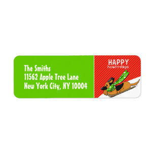 German Shepherd Sled Red Green Christmas