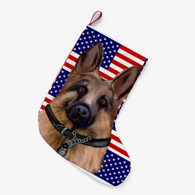German Shepherd Small Christmas Stocking (Front (Hanging))