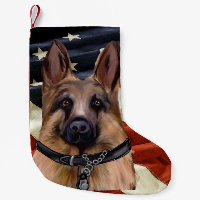 GERMAN SHEPHERD SMALL CHRISTMAS STOCKING (Front)