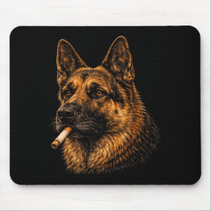 German shepherd smoking cigarette meme vintage mouse mat