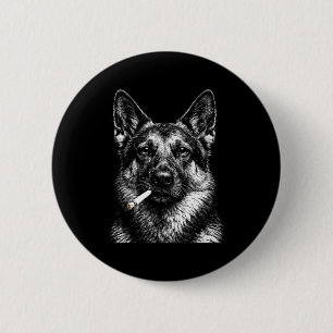German shepherd smoking funny gangster dog meme 6 cm round badge