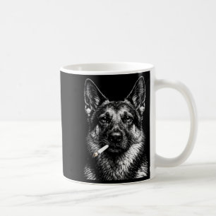 German shepherd smoking funny gangster dog meme  coffee mug