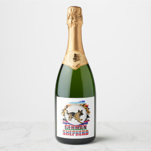German Shepherd Sparkling Wine Label