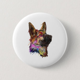 German Shepherd Splash Art 6 Cm Round Badge