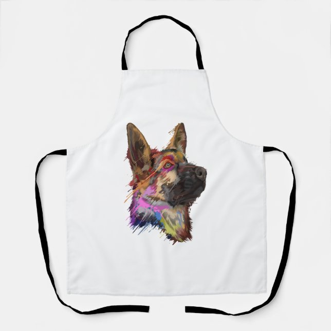 German Shepherd Splash Art  Apron (Front)
