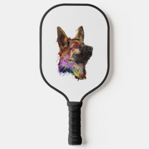 German Shepherd Splash Art Pickleball Paddle