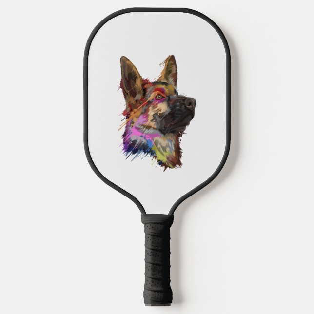 German Shepherd Splash Art  Pickleball Paddle (Front)