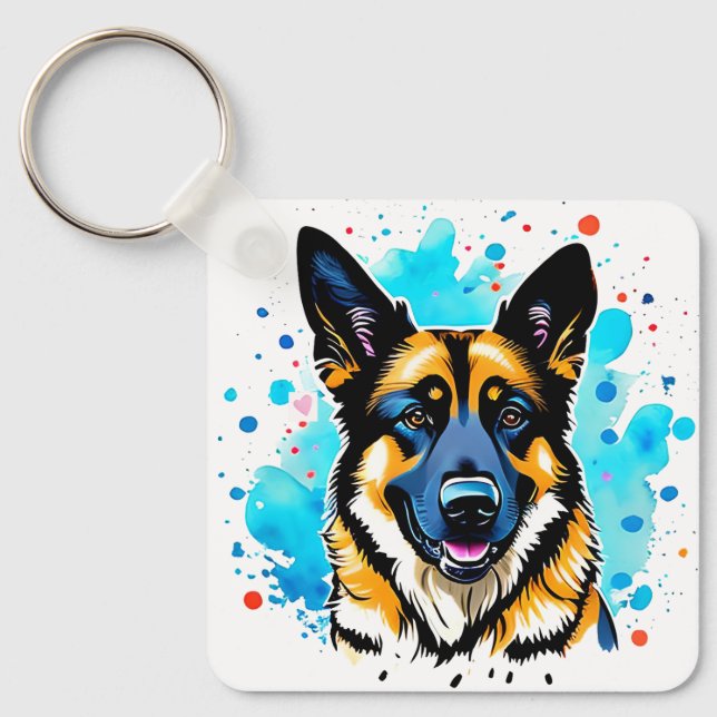 German Shepherd Splash Key Ring (Front)