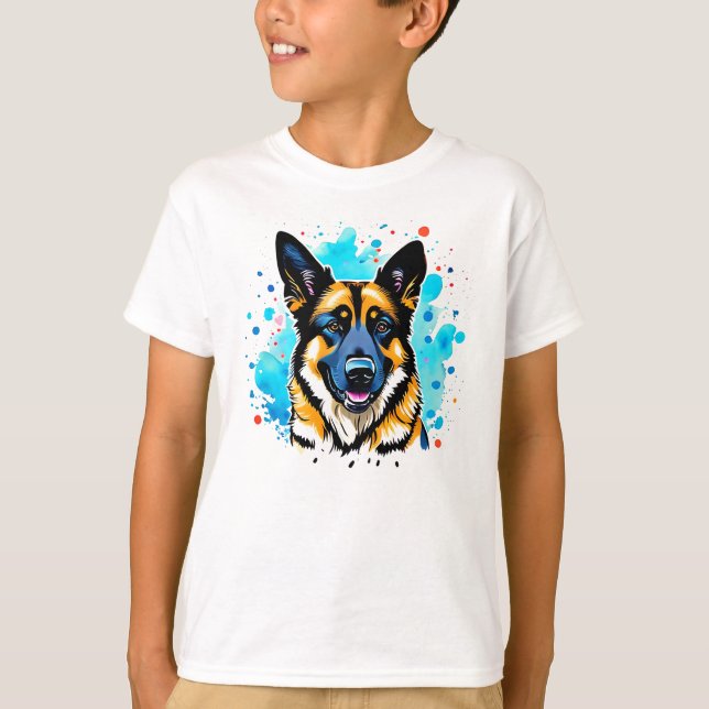 German Shepherd Splash Kids T-Shirt (Front)