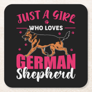 German shepherd square paper coaster