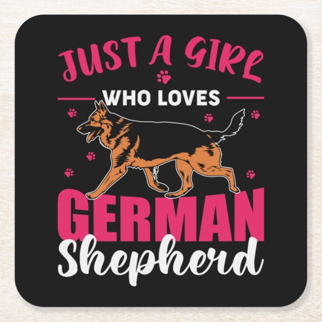 German shepherd square paper coaster (Front)