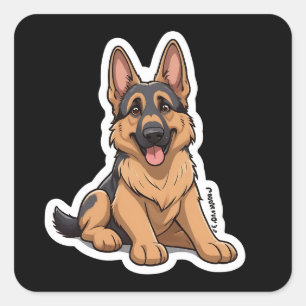 German Shepherd Square Sticker