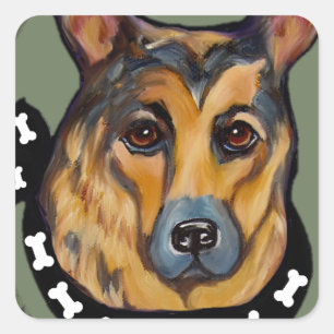 GERMAN SHEPHERD SQUARE STICKER