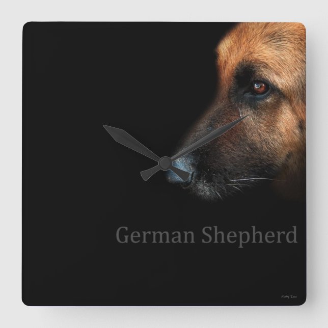 German Shepherd Square Wall Clock (Front)