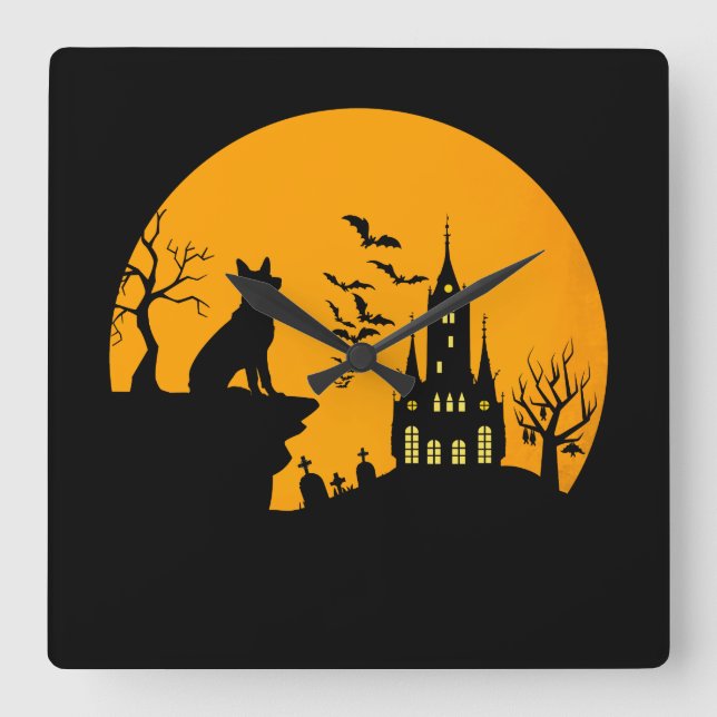 German Shepherd        Square Wall Clock (Front)