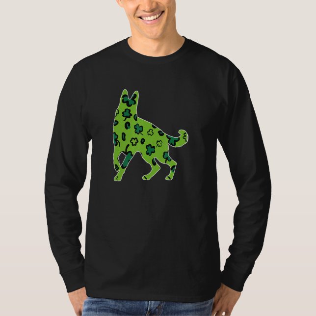 German Shepherd St Patrick S Day Green Leopard Sha T-Shirt (Front)